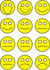 yellow smiley face on white background.