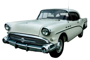 Wall murals Old cars classic white retro car isolated