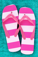 pink stripped flip flops