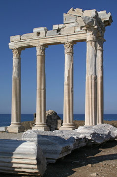 ancient columns in side, turkey