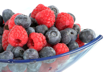 raspberries and blueberries
