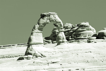 delicate arch in sepia