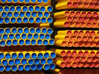 colorful, capped pvc pipes