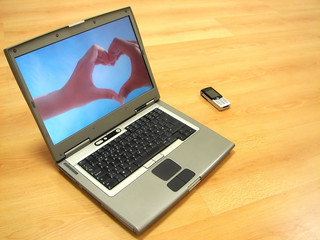 lover's heart on laptop display