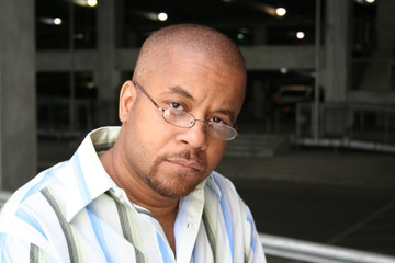 young man in parking garage