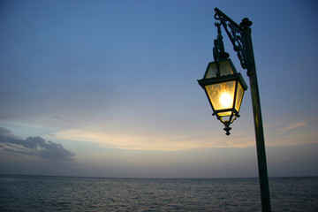 lantern streetlight and beautiful sunset