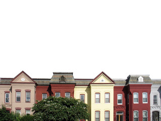dc rowhouse rooftops on white