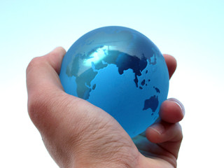 hand with globe