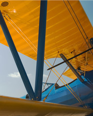 biplane in blue and yellow