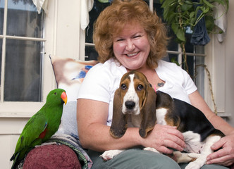 woman with pets