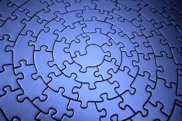 three-dimensional blue jigsaw