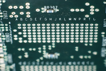 motherboard contacts marked with alphabet