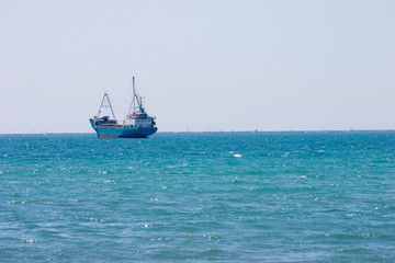 anchored at sea
