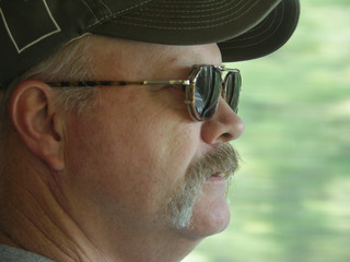 truck driver watches the road