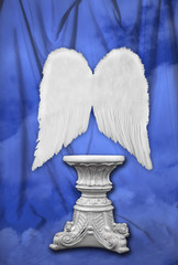 studio photography set with angelic wings