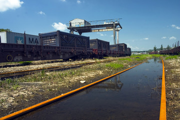Fototapeta na wymiar blank railway and crane