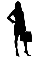 silhouette with clipping path of business woman wi