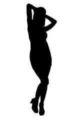 silhouette with clipping path of sexy female model