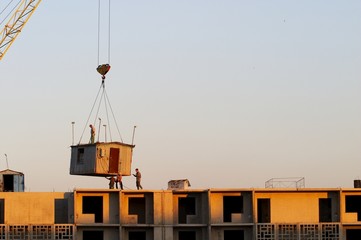 construction building at dawn