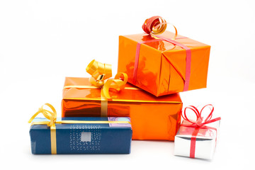 four gift boxes. white background