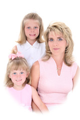 Fototapeta na wymiar beautiful woman with her daughters over white