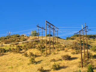 disorderly power lines on hill
