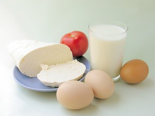  the white cottage cheese,eggs and milk