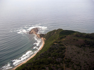 aerial view of deserted coastline