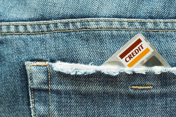 credit card and jeans