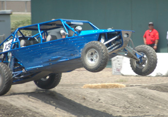 blue sand car leaping