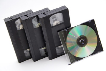 vhs cassettes and cd disc