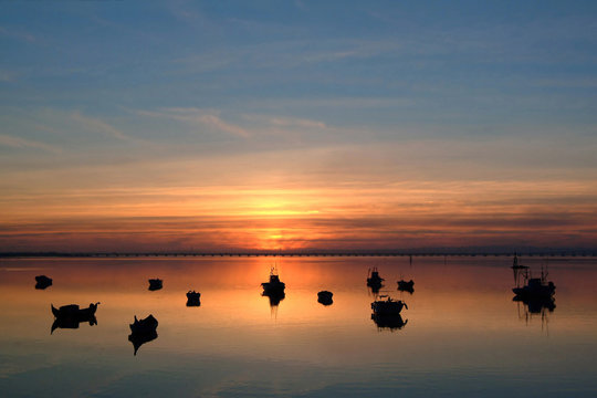 calm day, sunset