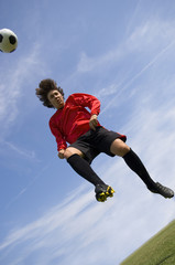 soccer football player making header