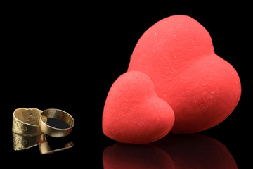hearts and wedding rings
