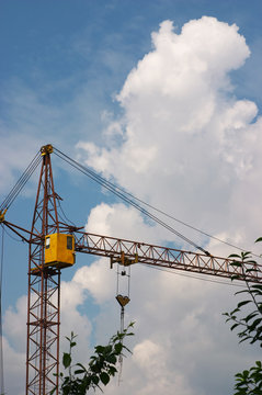 lift crane and cloudy sky