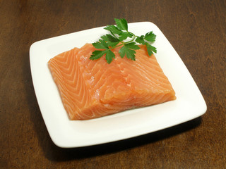 raw salmon steak