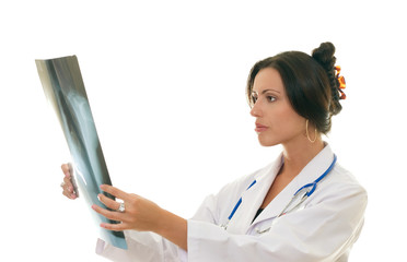 doctor or medical professional analysing a patient's x-ray