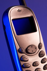 cellular phone on blue background