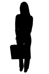 silhouette with clipping path of woman with briefc