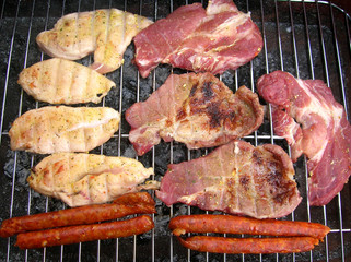 meat on the grille