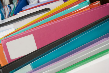 boxes of multi-coloured folders