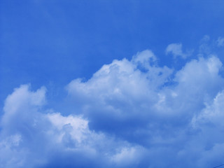 the blue sky.
