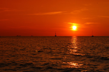 orange sunset in sea