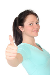 girl with thumb up