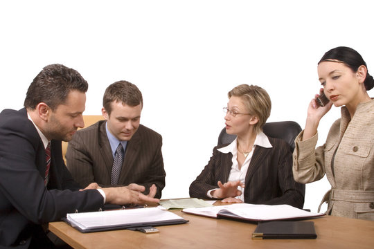 group of business people, negotiate at the desk
