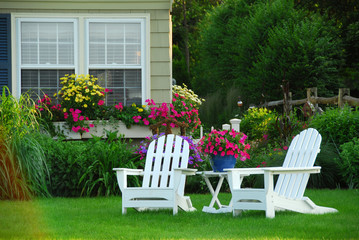 two lawn chairs