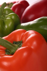 red, green and orange peppers