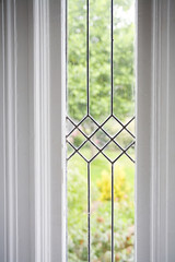 stock photo of a leaded glass window