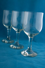 wine glasse on blue