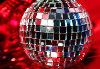 mirror disco globe - isolated on red